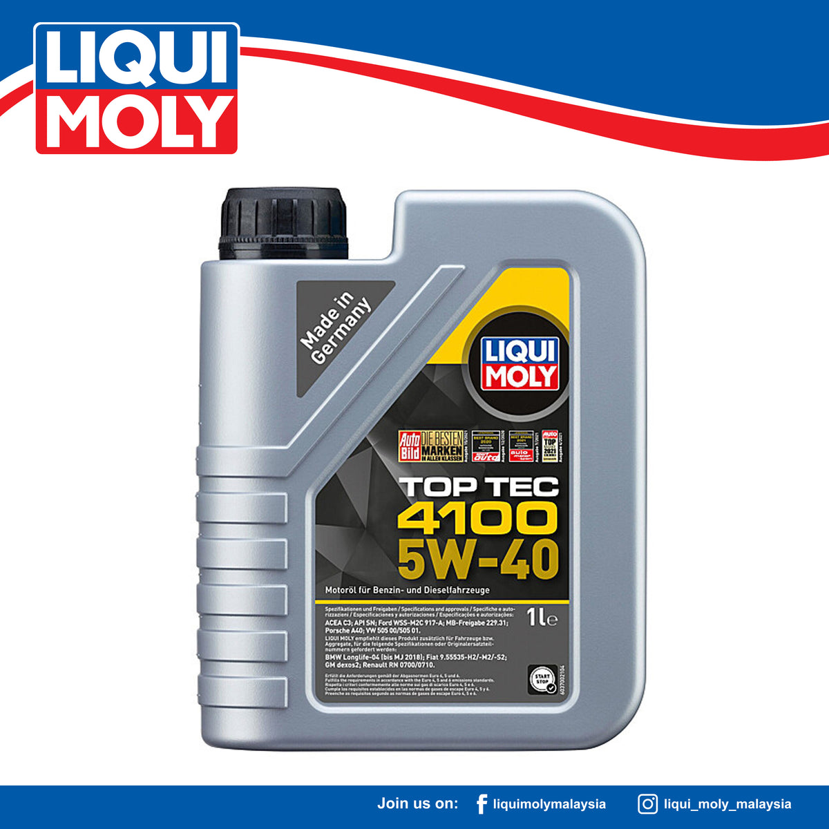 LIQUI MOLY Top Tec 4100 5W-40 - 1 LITER (CAR) - 9510 – Liqui Moly Malaysia
